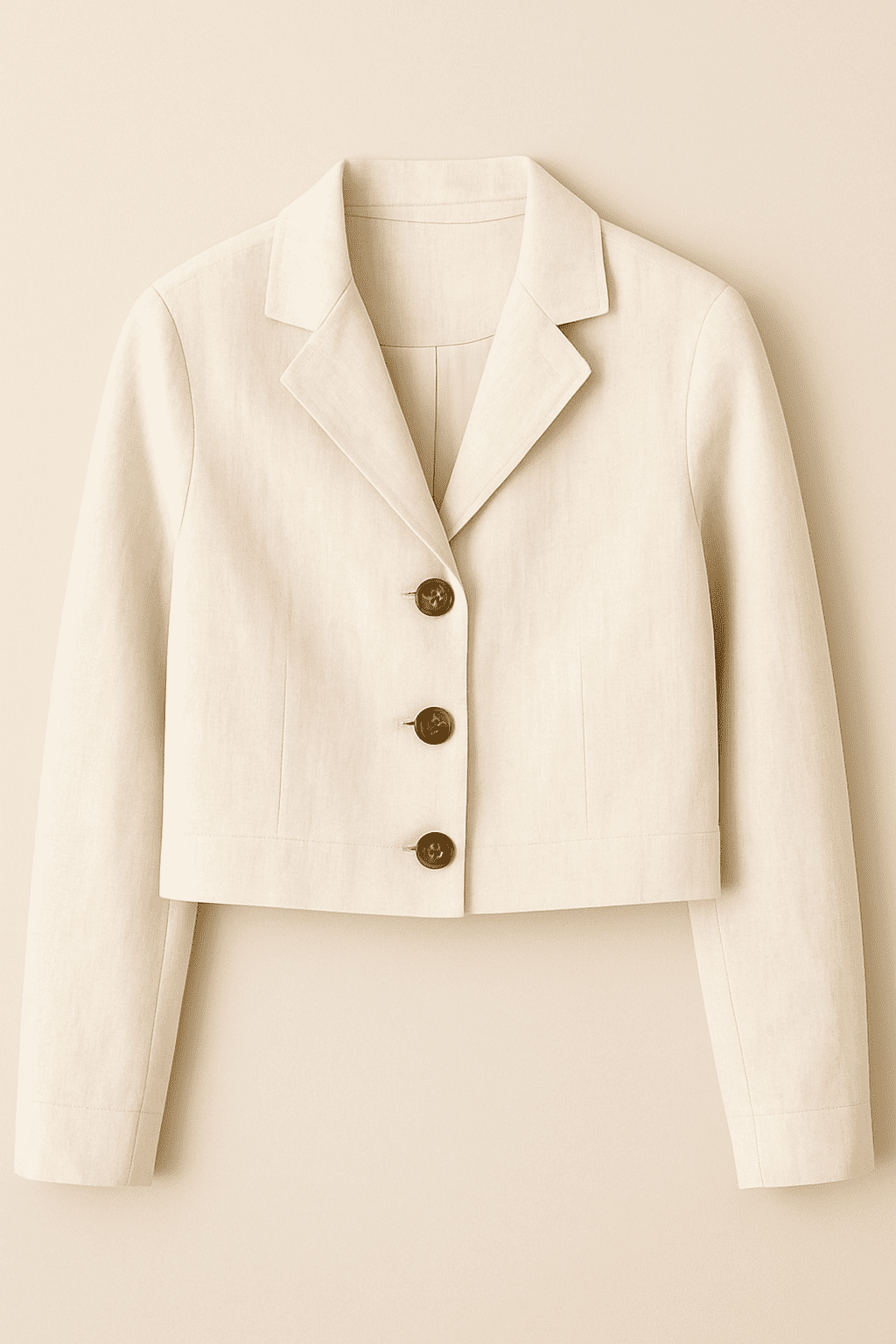 Cream Cropped Linen Jacket