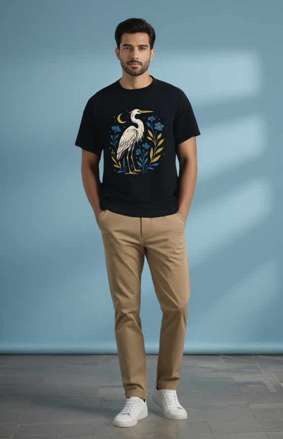 Navy Blue Plain Relaxed-Fit Tee