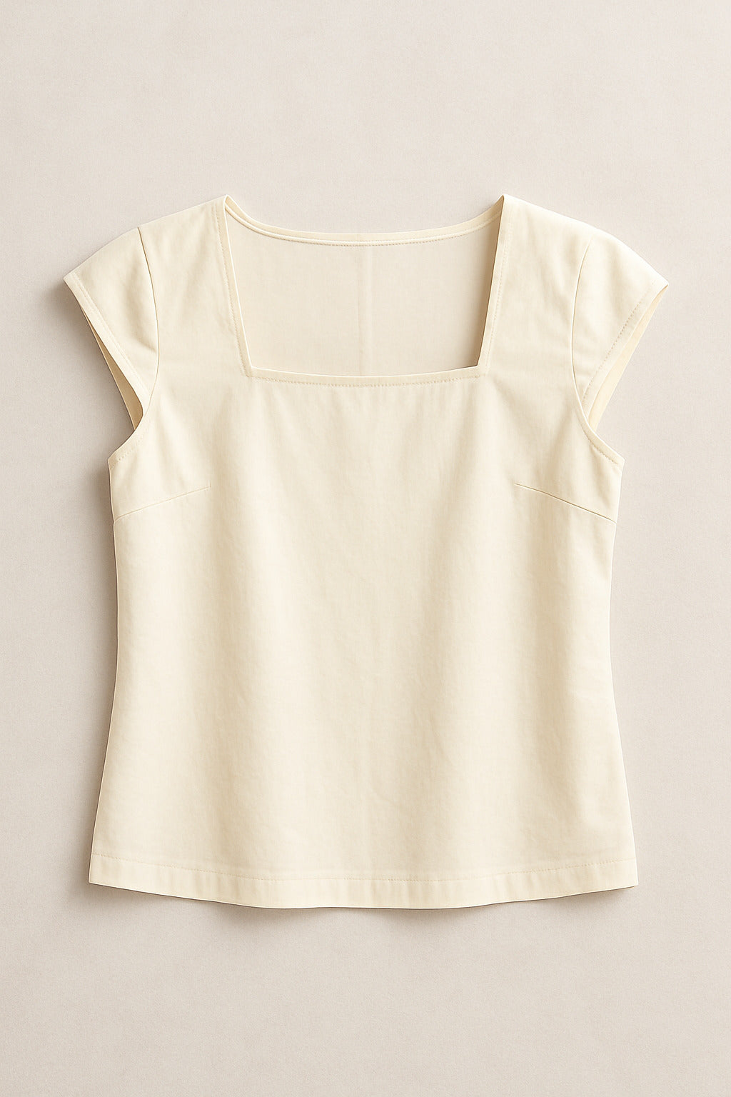 Cream Cotton Poplin Cap Sleeve Top