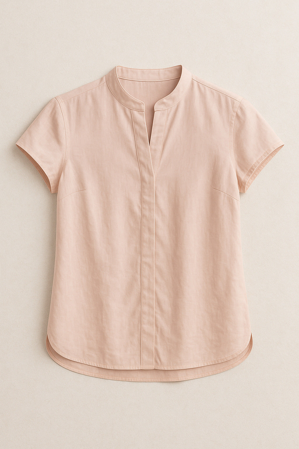 Blush Silk Blend Minimal Collar Blouse