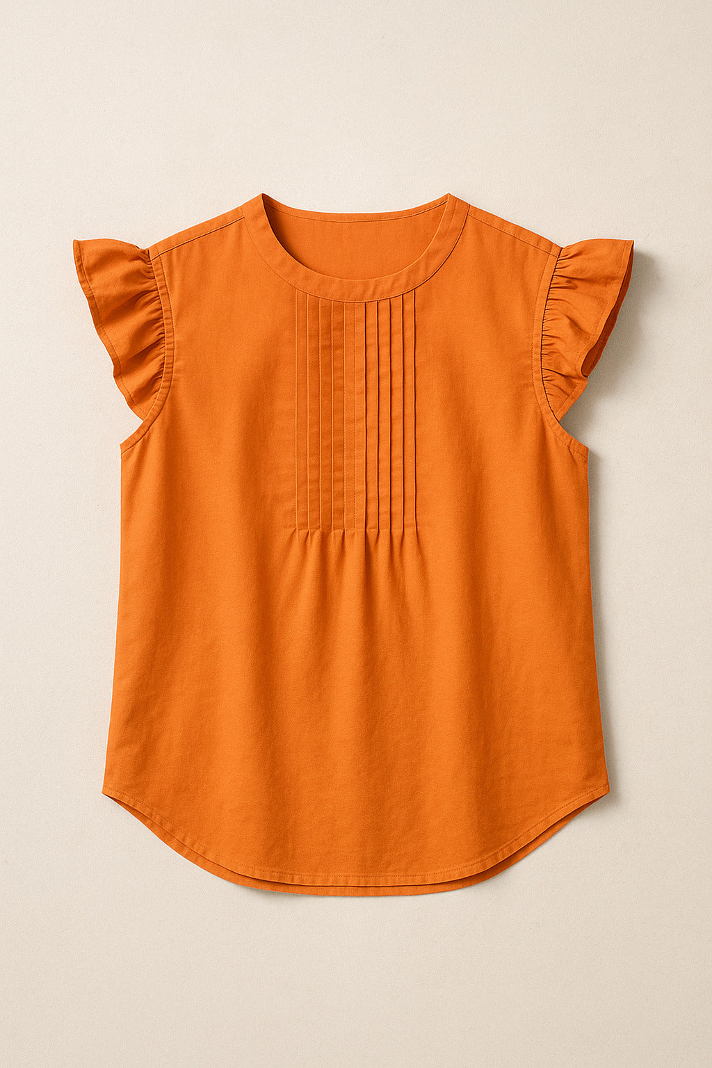 Cream Ruffled Short Sleeve Blouse