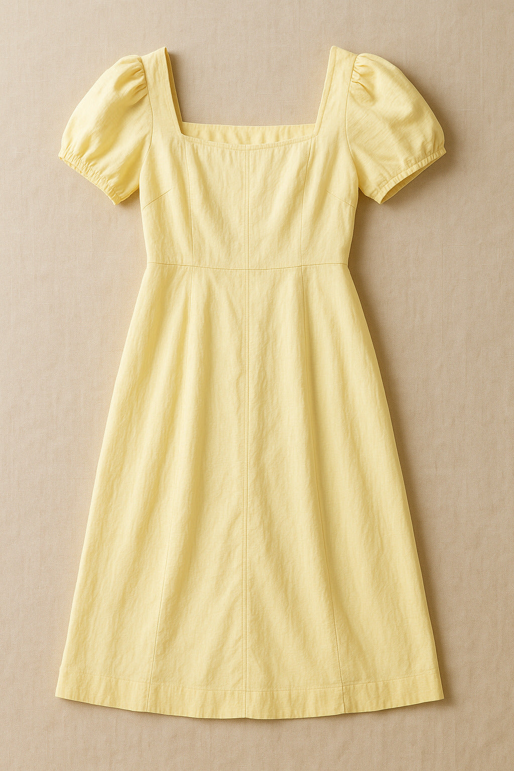 Pale Yellow A-Line Midi Dress