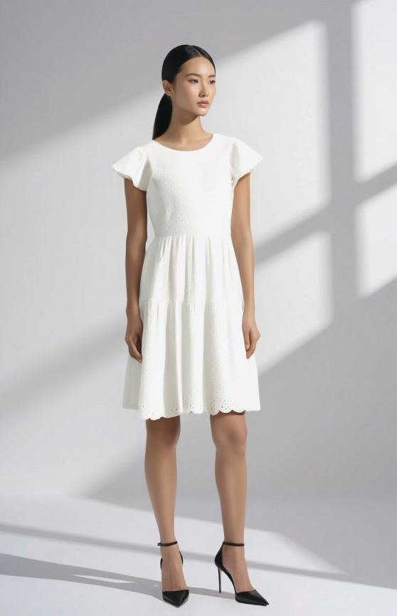 White Cotton Eyelet Dress