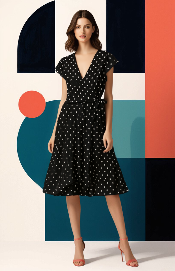 Printed Polka Dot Wrap Dress