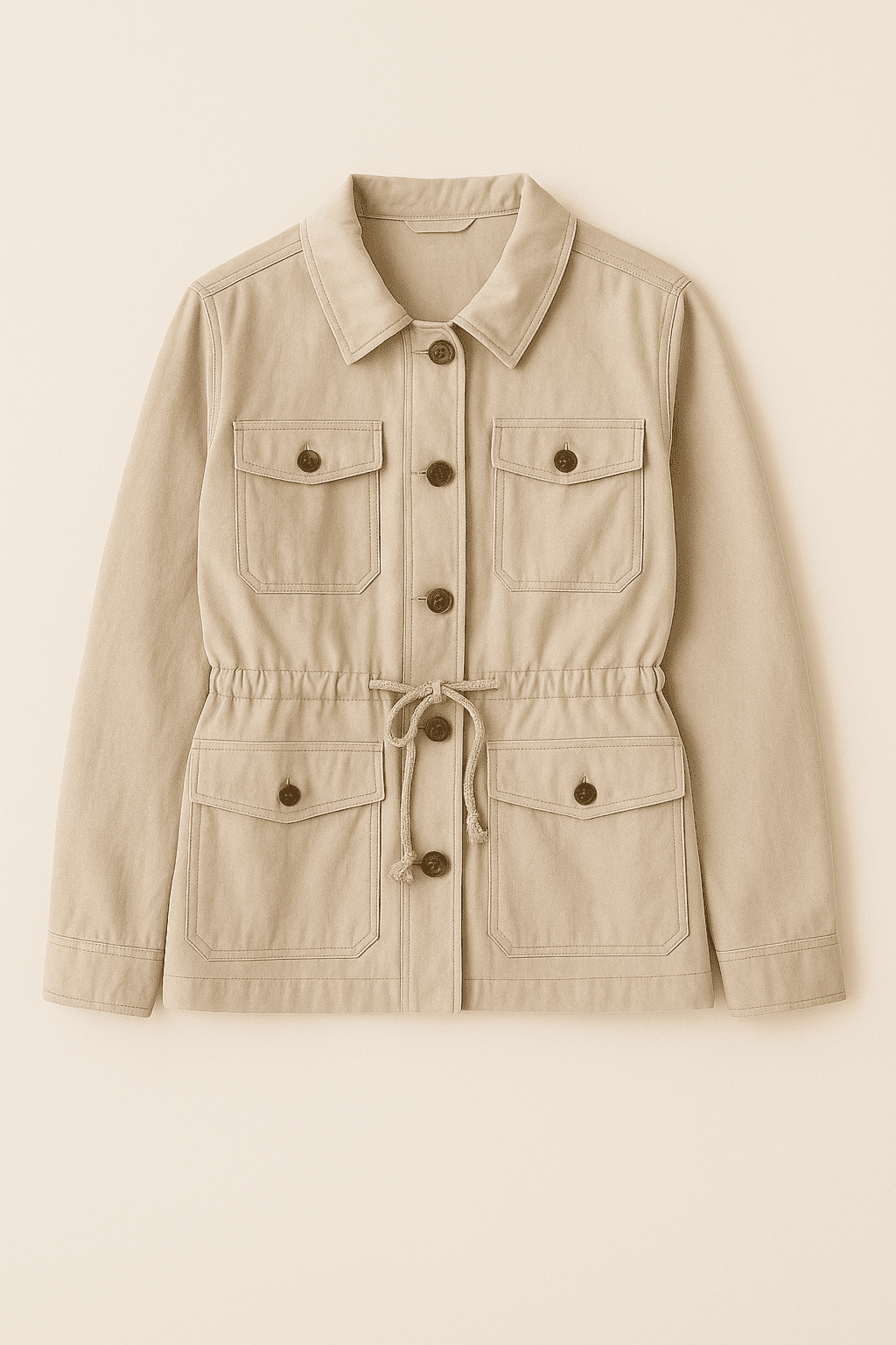 Classic Beige Cotton Utility Jacket