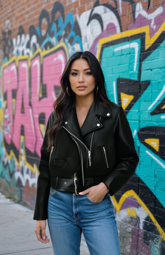 Black Faux Leather Moto Jacket