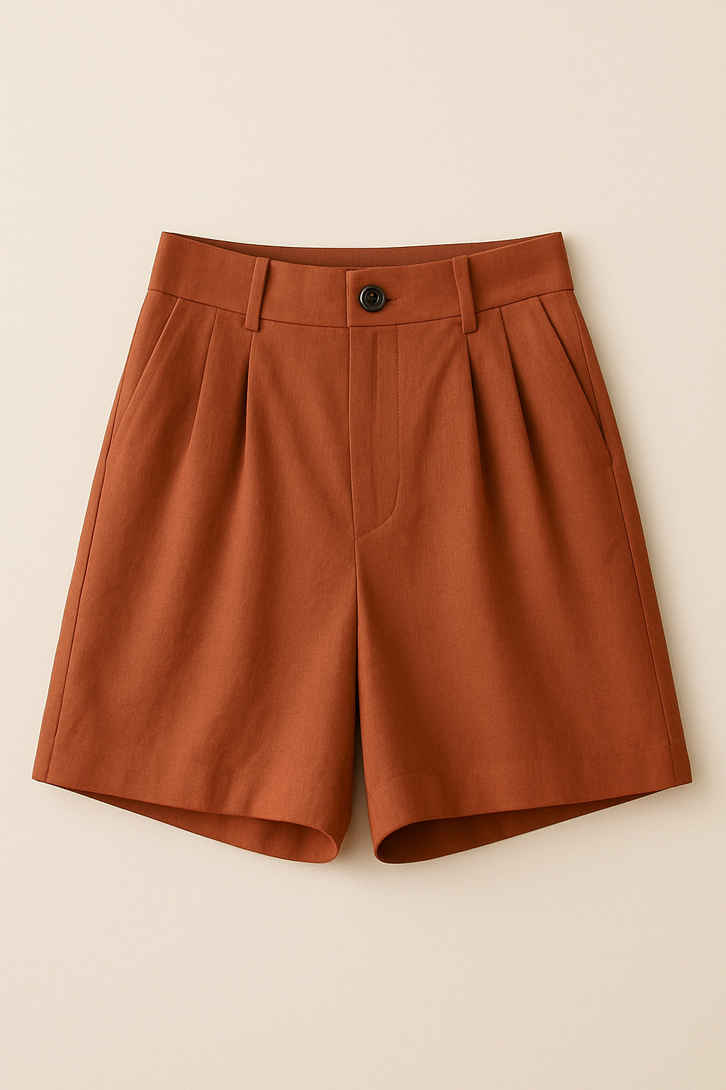 Rust Pleated Midi Shorts