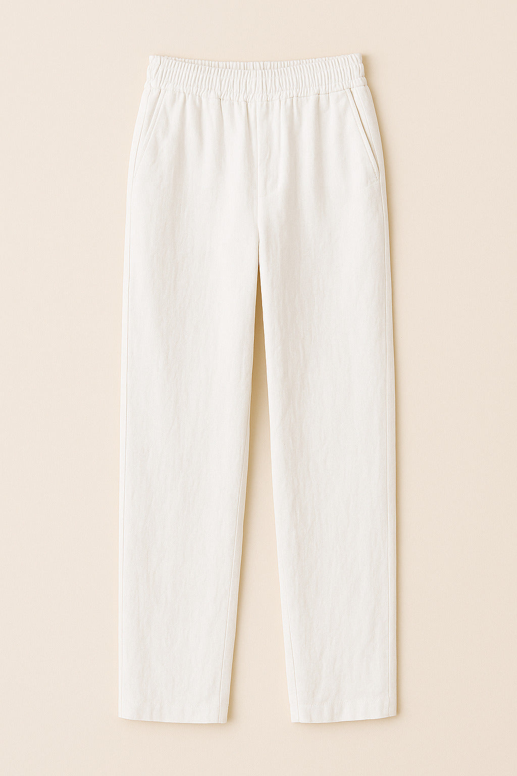 White Linen Straight-Leg Pants
