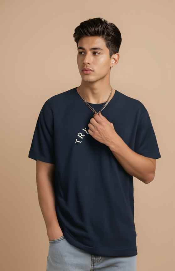 Black Oversized Graphic Tee with Tryonora
