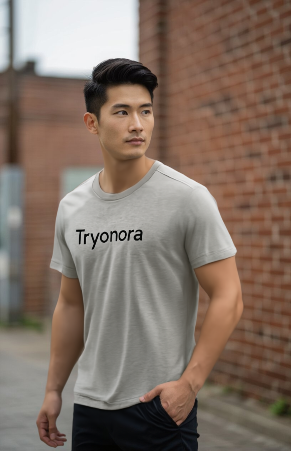 Heather Grey Fitted Tee with Tryonora