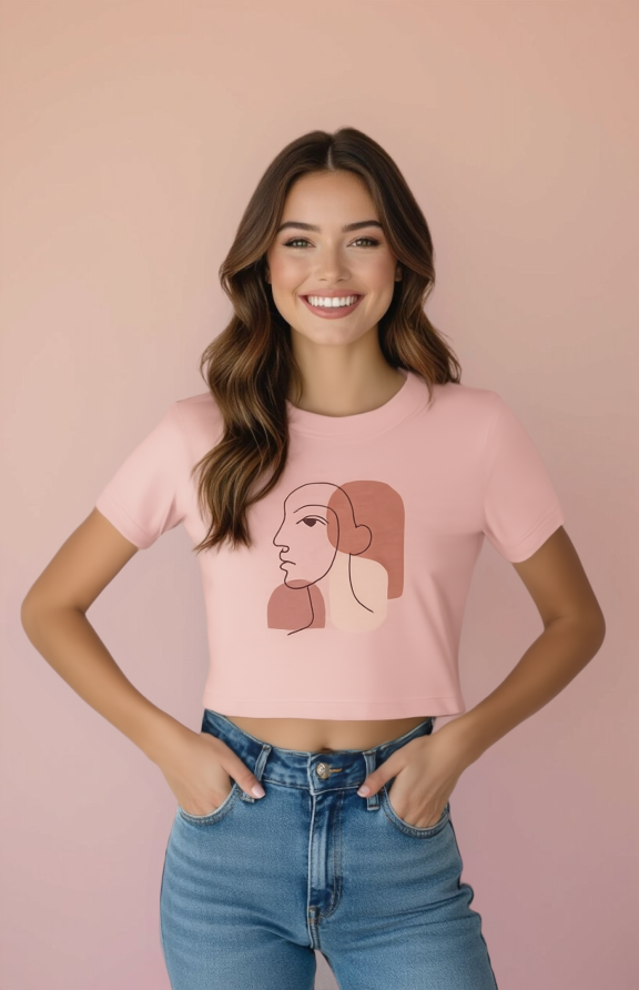 Blush Pink Graphic Cropped Tee