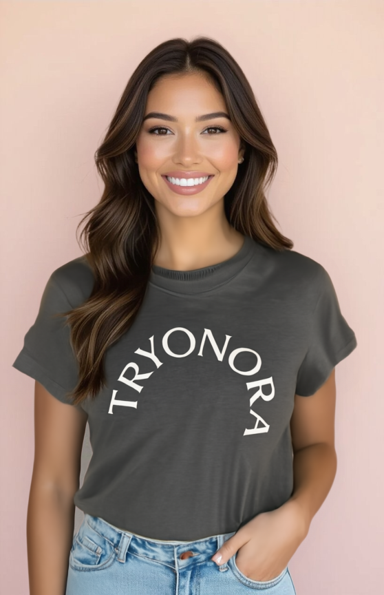 Charcoal Grey Rolled Sleeve Tee with Tryonora